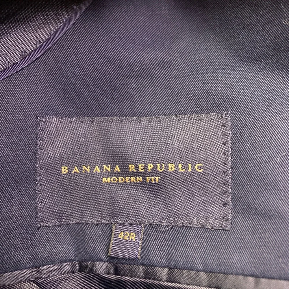 Banana Republic Mens 42R Navy Blue Cotton Blazer Tessuti Sondrio Modern Fit Coat